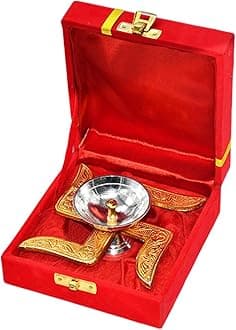 Saugat Traders Diwali Bulk Corporate Gift for Clients - Pack of 3 Swastik Diya with Velvet Gift Box for Employees, Office Staff, Family, Colleagues - New Year Housewarming Spiritual Return Gifts
