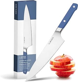 Misen Chef Knife - 8 Inch Professional Kitchen Knife - High Carbon Steel Ultra Sharp Chef's Knife, Blue