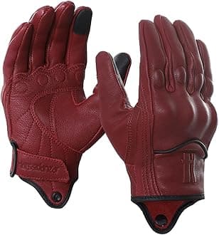 Harssidanzar Leather Motorcycle Gloves for Men Touchscreen Hard Knuckles GM028