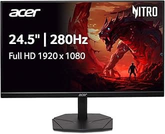 Acer Nitro 24.5" Full HD 1920 x 1080 Zero Frame Design PC Gaming Monitor | AMD FreeSync Premium | Refresh up to 280Hz | 1ms (VRB) | 1 x DisplayPort 1.4, 2 x HDMI 2.0 Ports | KG251Q Z1biip
