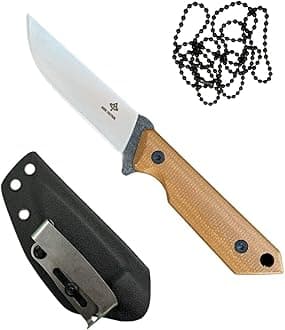 - Fixed Blade, 3D Micarta Scales, EDC With Kydex Sheath, Ideal for Skinning, Survival, Camping, Hunting & Outdoors, Tactical Full Tang Knife (B_003)