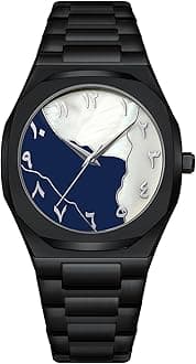 Fashion Men's Quartz Watch with Middle Eastern Arabic Numeral Dial Design Stylish Stainless Steel Waterproof Business Casual Wristwatch