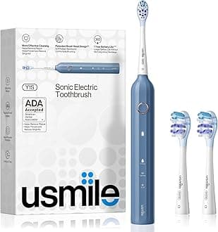 usmile [ADA Accepted] Electric Toothbrush, Type-C Rechargeable Sonic Toothbrush for Adults with 2 Brush Heads, 1 Charge Lasts for 365 Days, Whitening Powered Toothbrush with Smart Timer, Y1S Blue