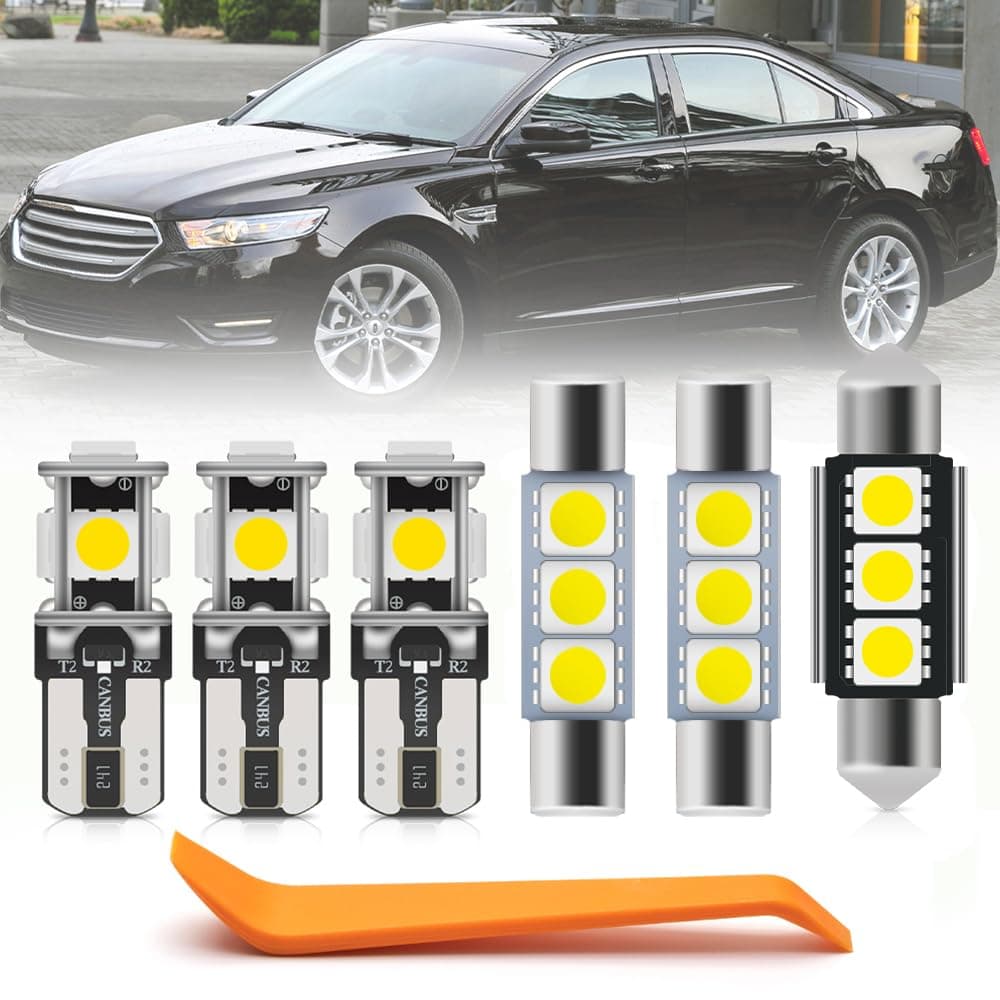 13pcs Interior LED Lights Bulb Kit for Ford Taurus 2010 2011 2012 2013 2014 2015 2016 2017 2018 2019 Map Dome Trunk License Plate Lights LED Interior Light Bulbs Package + Install Tool