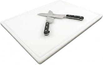 Commercial Grade Plastic Cutting Board with Juice Groove - 18 x 12 Inch for Carving Meat, Grilling, BBQ - 1/2" Thick White HDPE Poly for Food Service