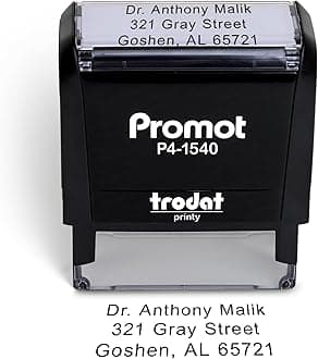 Promot Self Inking Stamp - Small Custom Stamp for Name, Address, Office, or Business Use - Up to 3-Line Personalized Rubber Stamp - Customizable Font & Ink Color - Personalized Name Stamp