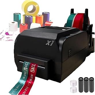 Satin Ribbon Printer Machine, Digital Thermal Ribbon Hot Foil Stamping Printing Machine, Lanyard Textile Foil Stamping Fabric Label Printer, 200DPI, 150mm/s,Supports 50+ Languages,DoubleRow