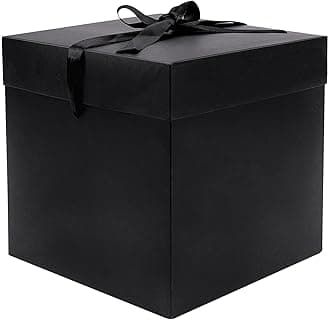 Elephant-package Medium Gift Box with Lids, Ribbon and Paper Filler, for Men Women Birthdays, Father's Day, Bridal Showers, Weddings, Baby Showers - Collapsible, 8.7", 1 Pack, Black