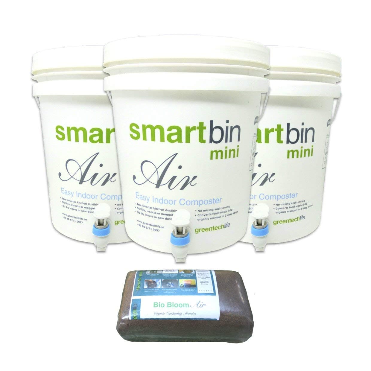 Smartbin Air - Compost Bin - Easy Indoor Home Composter, 10L Set of 3, for 1 to 4 Member households (Watch Video Demo Now)