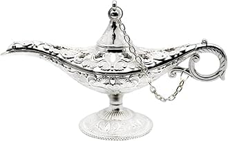 Hsiwto Aladdin Magic Genie Lamps - Classic Vintage Legend Magic Genie Light Costume Lamp for Home Wedding Table Decoration, Small Size Silver&White