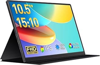 Small Portable Monitor 10.5" 400 Nits 15:10 FHD 1280P IPS Screen, Ultra-Slim Mini Monitor w/Smart Cover & Speaker, USB C HDMI HDR Portable Gaming Monitor, Travel Monitors for Laptop PCs