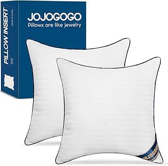 JOJOGOGO 20x20 Indoor Large Fluffy Throw Pillow Inserts Set of 2, 20 x 20 Decorative Square Pillow Inserts for Couch, Synthetic Down Alternative 20 Inch Pillow Inserts (Suit for 18x18 Pillow Covers)