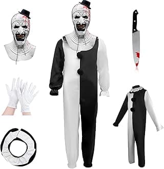 VaruotuArt Clown Costume Kids Terrifying Mask Scary Killer Clown Costume Halloween Cosplay Outfit Boys Girls