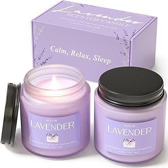 – Lavender Candles Gifts for Women, Lavender Candles Gift Set for Anxiety, Scented Candles Relieves Stress, Relaxation Gifts for Men and Women (Purple, 240g)