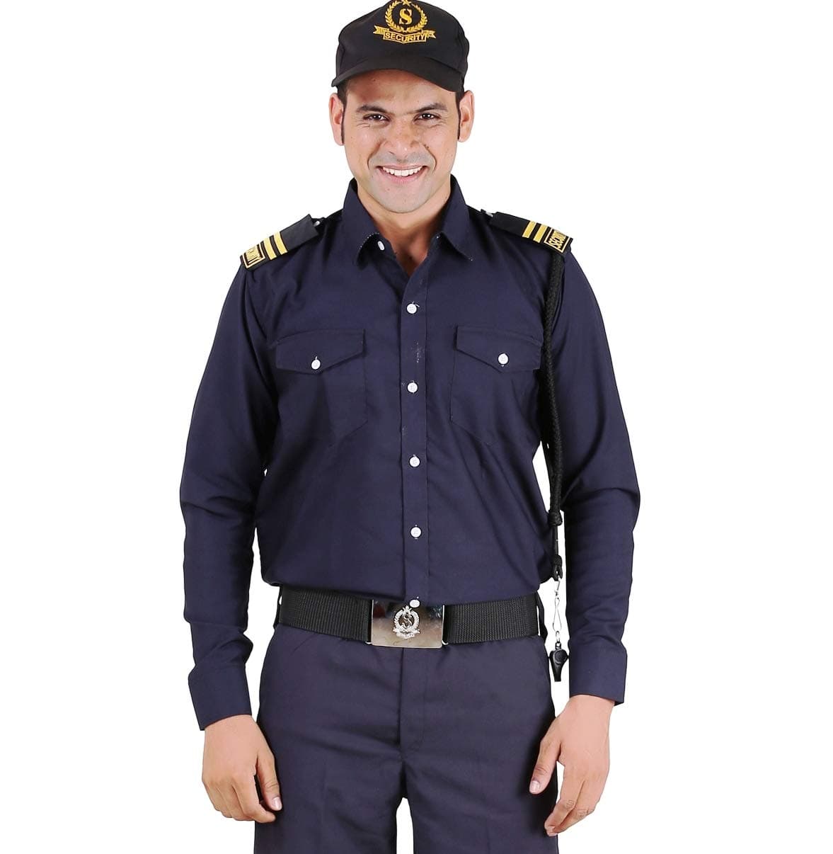 Men Regular Fit Security Guard Shirt Uniform, Dark Blue, Size