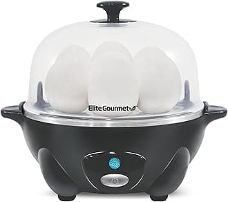 EGC710DKG Rapid Egg Cooker, 7 Easy-To-Peel, Hard, Medium, Soft Boiled Eggs, Poacher, Omelet Maker, Auto Shut-Off, Alarm, 16-Recipe Booklet, BPA-Free, Ash