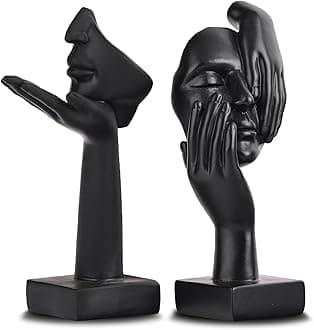 oliruim 2 Pcs Thinker Small Statue, Black Abstract Art Sculpture Modern Home Decoration Desktop TV Stand Decor Gift (2 Pcs Black)