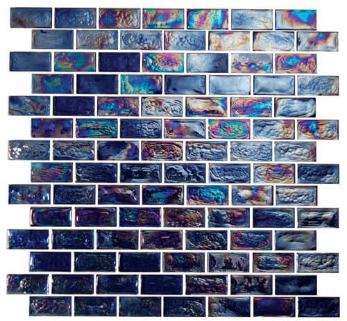 Provocative 1x2 Brick Iridescent Glass Tile