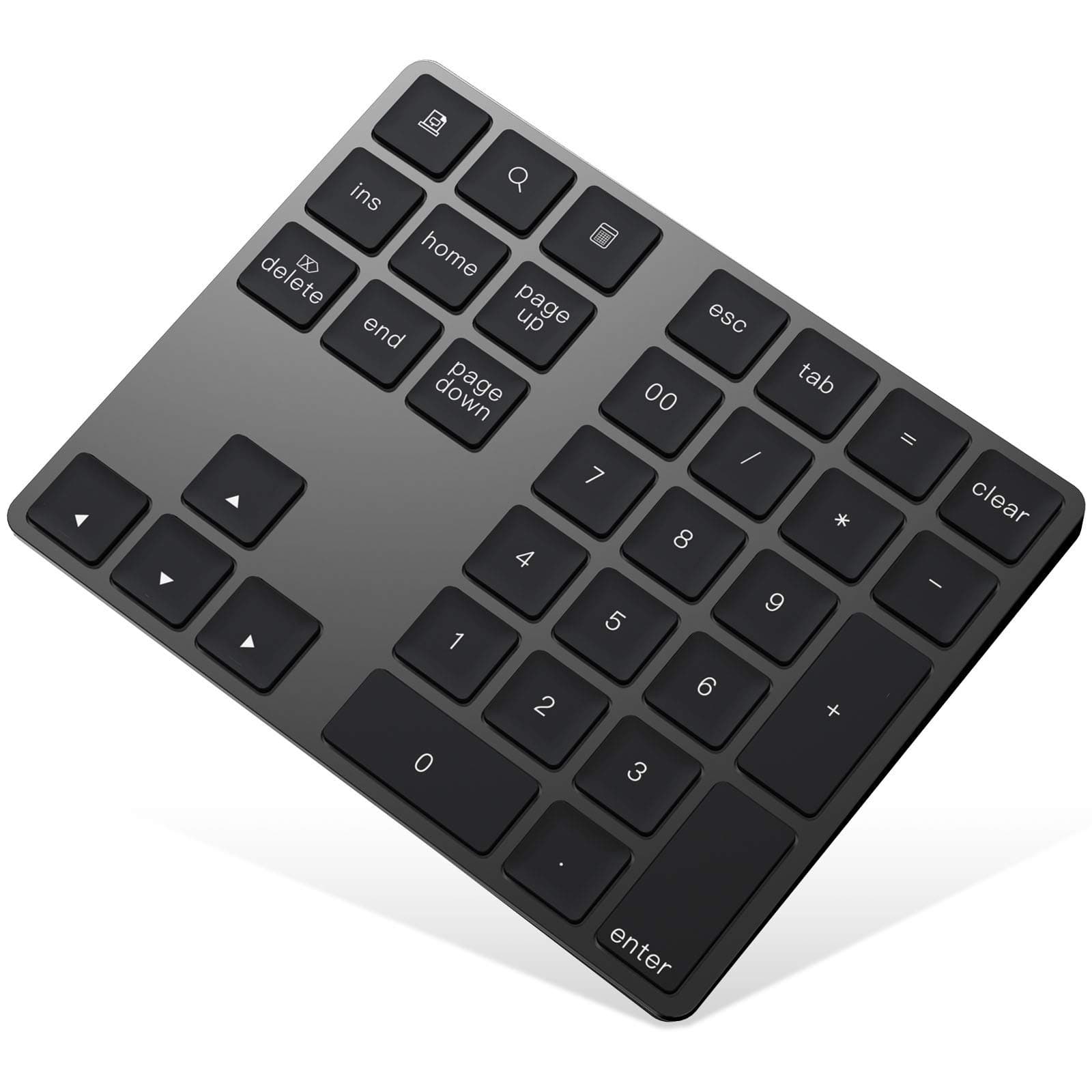 HoRiMe Bluetooth Number Pad, Rechargeable Wireless Numeric Keypad Slim 34-Keys Aluminum Number Keypad External Data Entry Compatible for Laptop