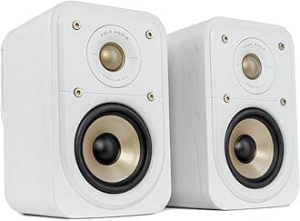 Polk Signature Elite ES10 Surround Sound Speakers - Hi-Res Audio Certified, Dolby Atmos & DTS:X Compatible, 1" Tweeter & 4" Woofer, Power Port Technology for Bass (Pair, Elegant White-Washed)