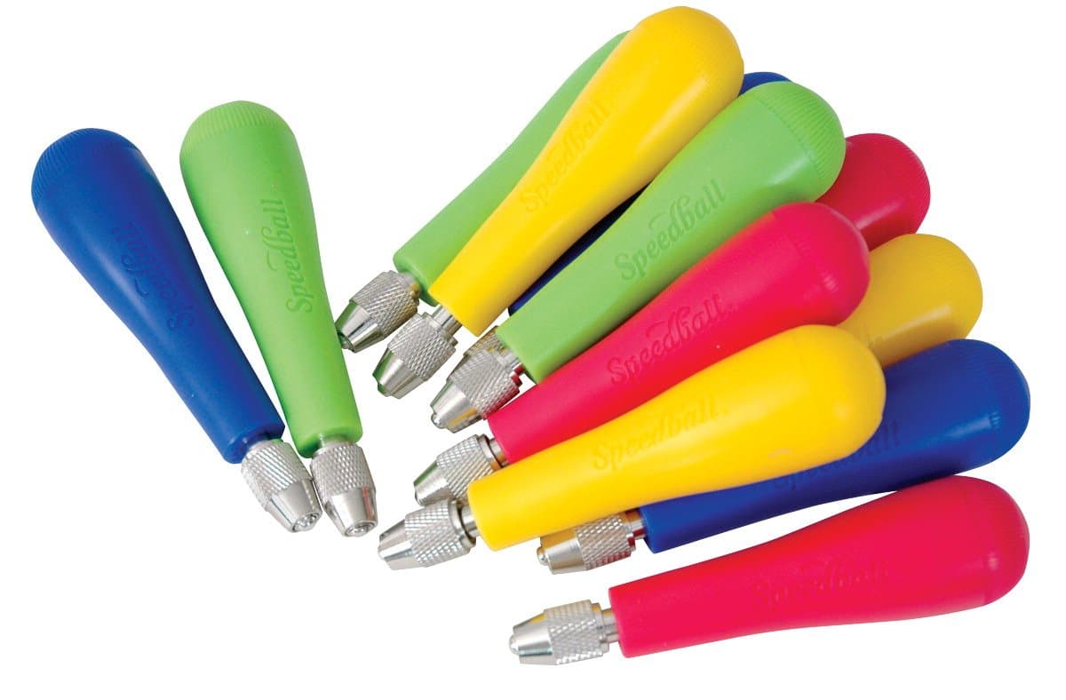 Linoleum Cutter Handles, 12-Pack, Color-Coded for Lino Printmaking Tools