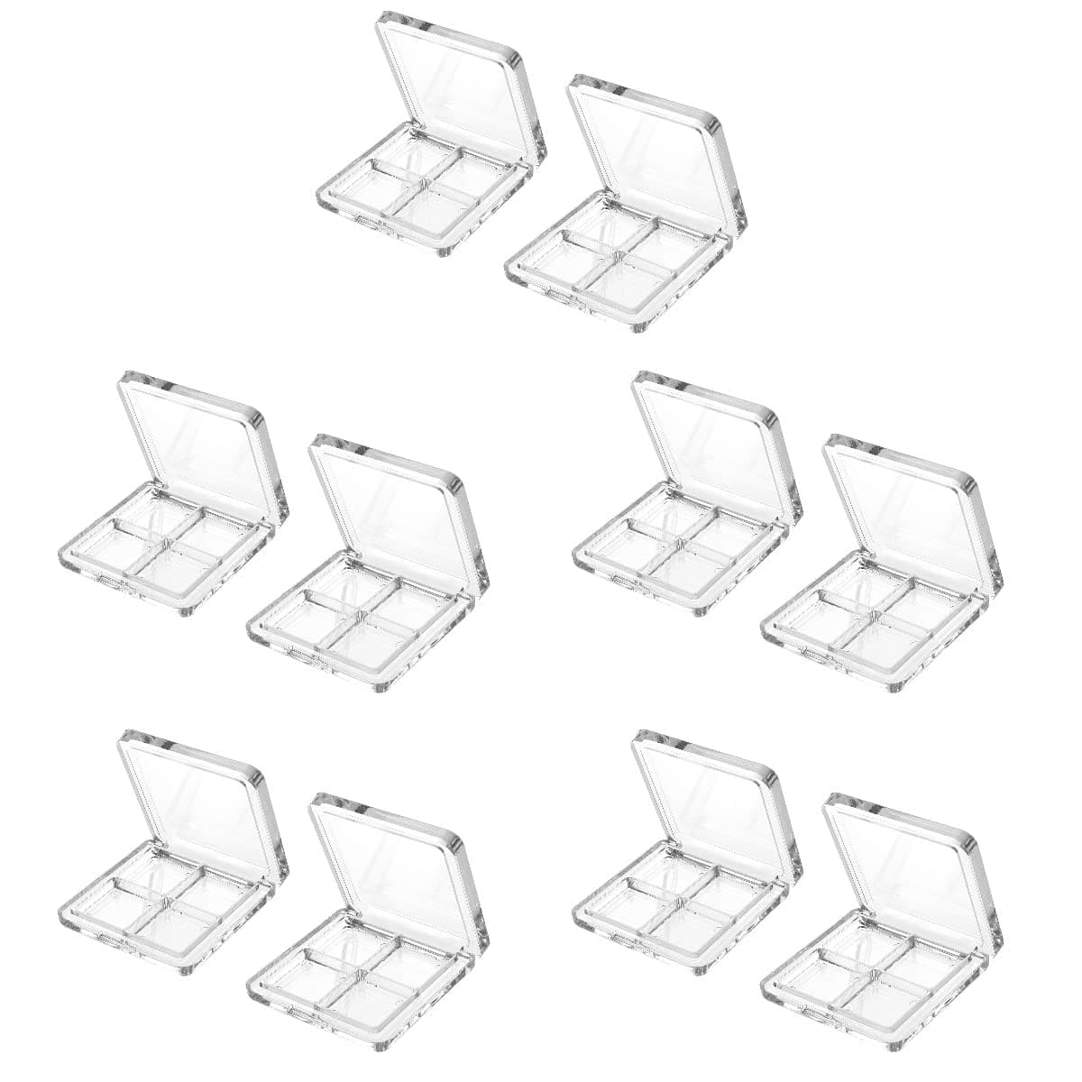 TERRIFI Empty Eyeshadow Palette, 10 Pieces Empty 4 Grids Eye Shadow Pallet, Small Makeup Palette, Lipstick Compact Containers, Cosmetic Sample Storage Cases, Clear Makeup DIY Cosmetic Container