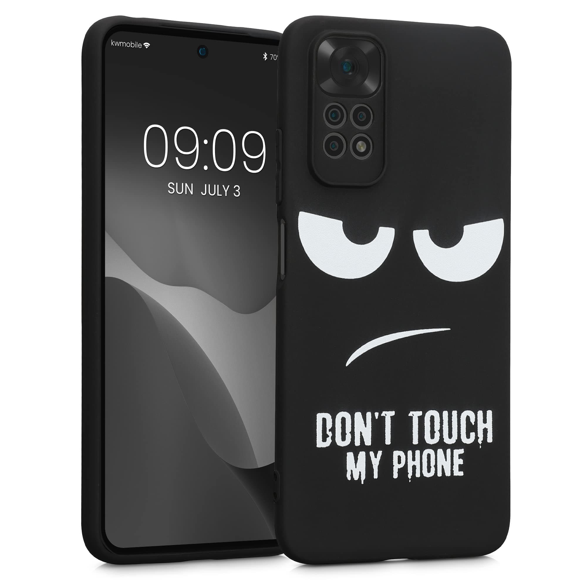 TPU Silicone Case Compatible with Xiaomi Redmi Note 11 / Note 11S - Case Soft Cover - Don't Touch My Phone White/Black