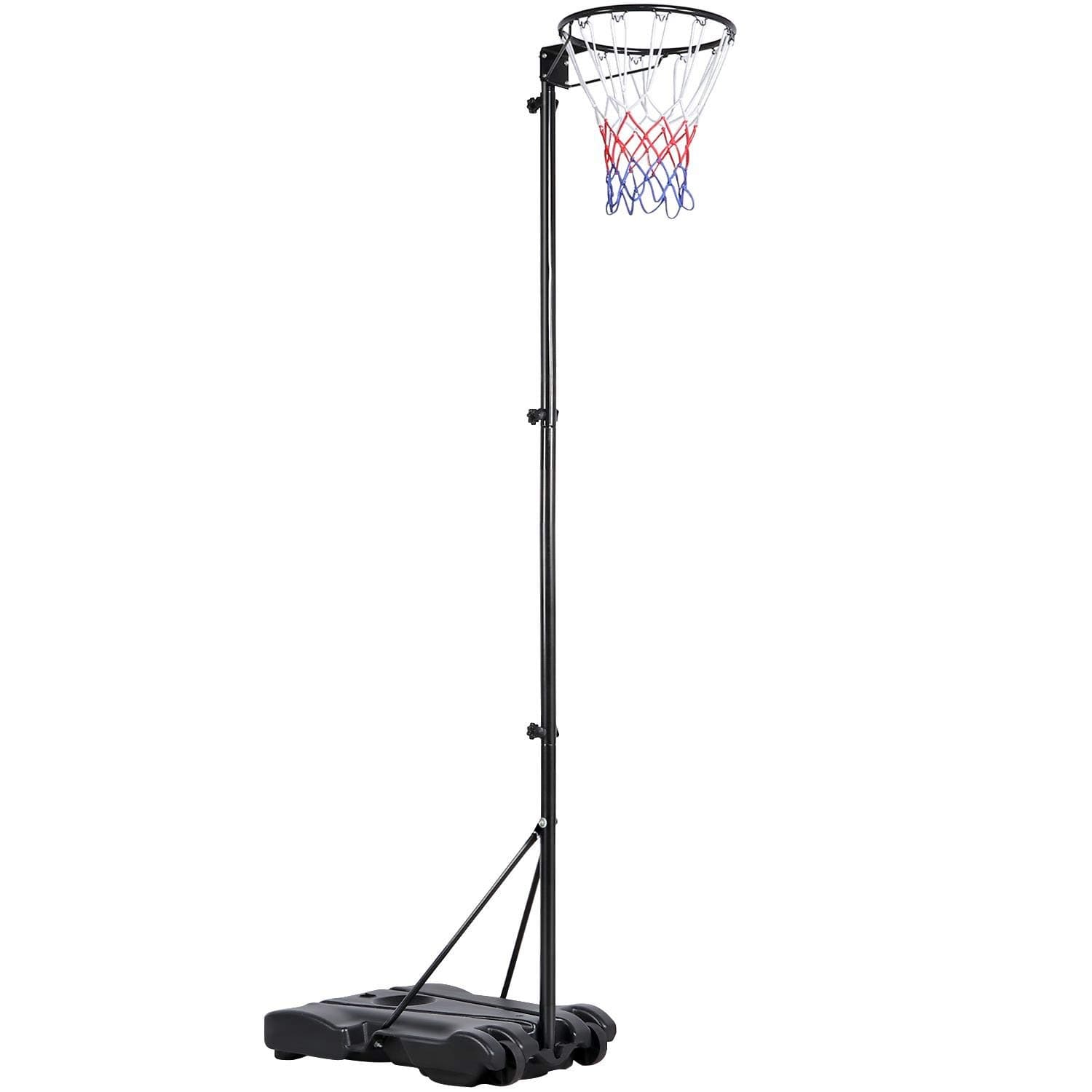 Yaheetech Netball Post Height Adjustable Stand 245.5-305 cm Portable Regulation Hoop Full Size Basketball Net Set for Training Black/Red