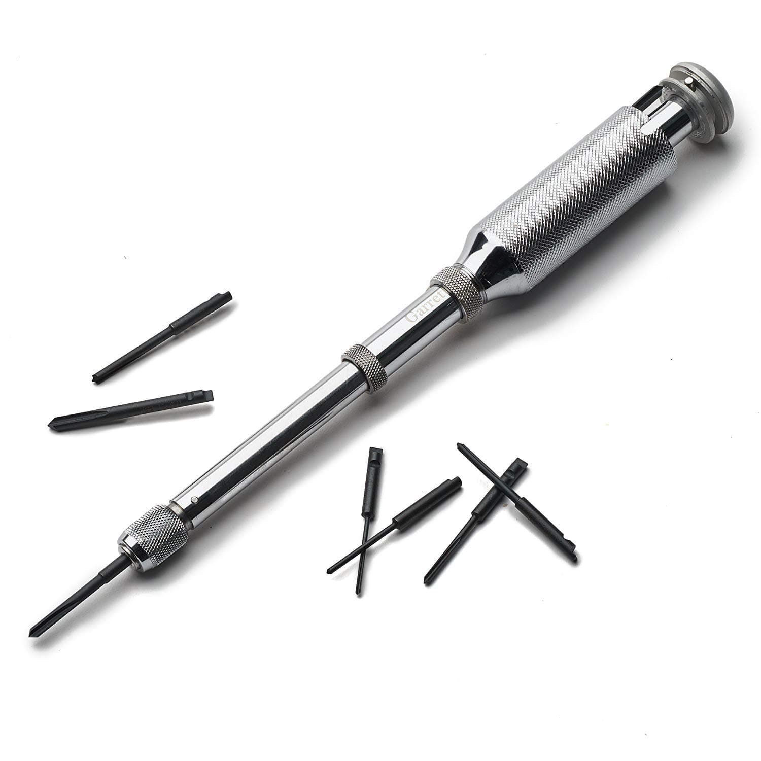 9” Classic Yankee Push Drill - Mini Drill Set with 8 Double Fluted Bits - Chrome Plated Solid Brass Hand Drill with No Chuck Necessary - Small Hand Tool Ideal for Tight Areas by Kings County Tools