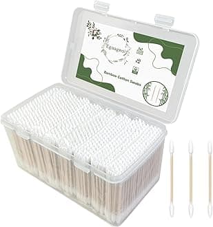 Egaageoi 800 Count Pointed Cotton Swabs - Double-Tipped Bamboo Cotton Buds for Precision Cleaning, Makeup, and Nail Art - Biodegradable and Sustainable for Ears, Nose, and Beauty Care