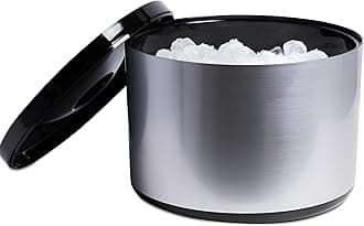 Drinkstuff DS38231 10 Litre Plastic Ice Bucket Brushed Aluminium Effect Ice Cube Bucket, Large Ice Bucket, Party Ice Bucket