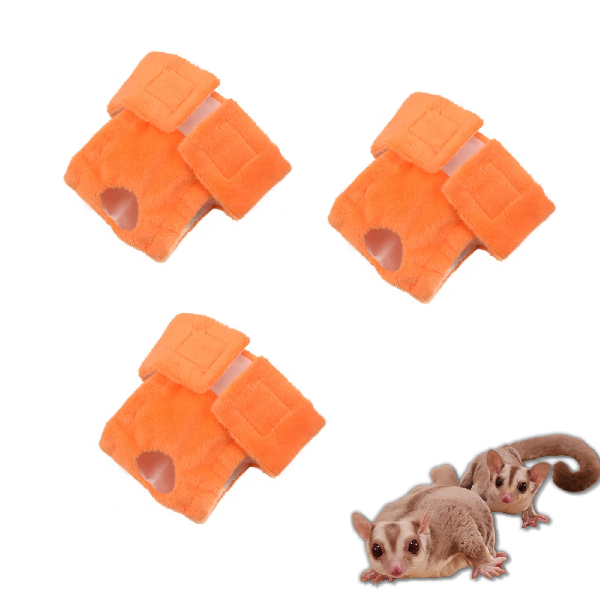 3 Pack Adjustable Sugar Glider Diaper with Velcro and Elastic Banding for Gliders Mini Diaper