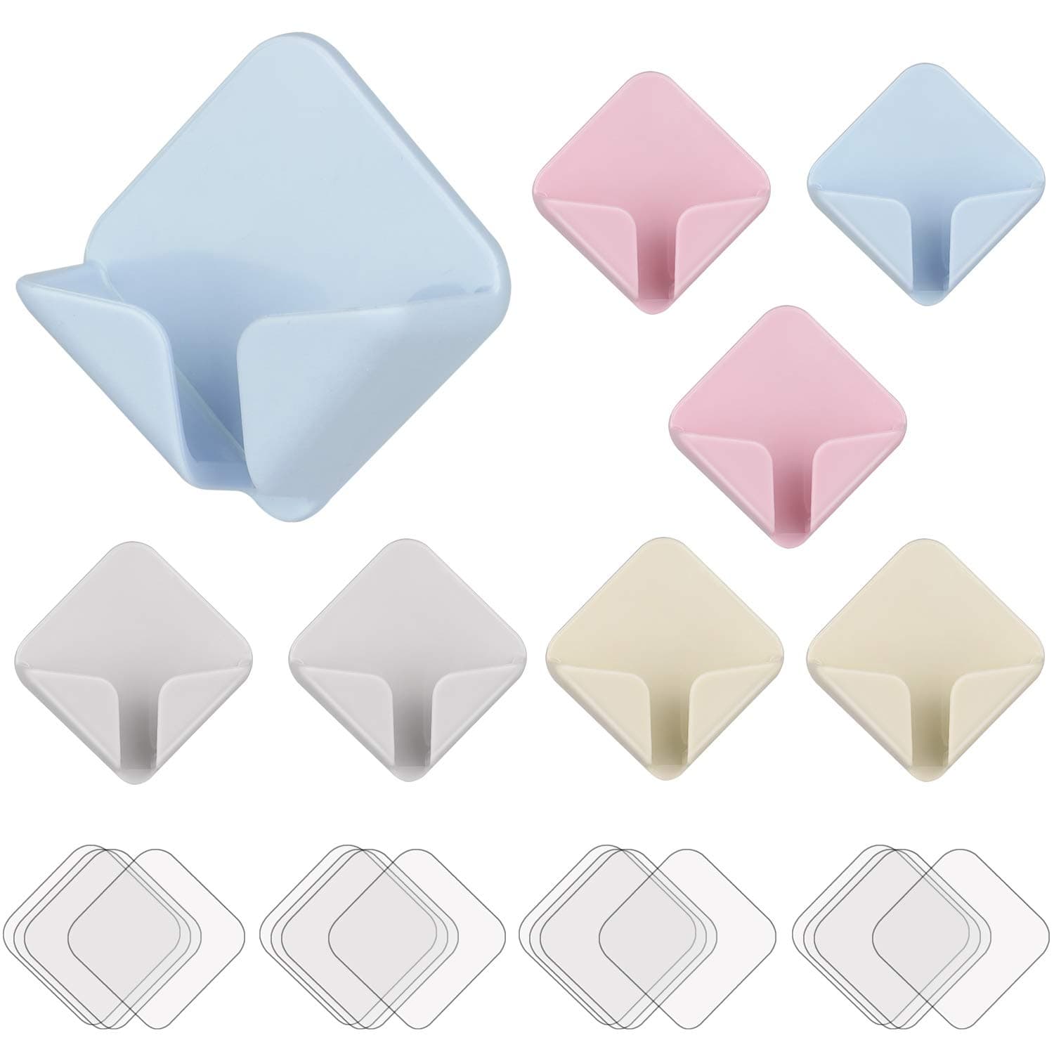 OOTSR 8-Pack Plastic Adhesive Hooks for Plugs Toothbrush, Plug Hooks Strong Adhesive Hangers Drill-Free Innovative Socket Holders Wall Mounted Heavy Duty Hooks Fit for Smooth Surface