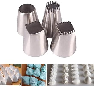 Piping Nozzles, 4 Pieces Stainless Steel Square Round Icing Piping Tips Cake Cookie Cupcakes Pastry Decorating Tools