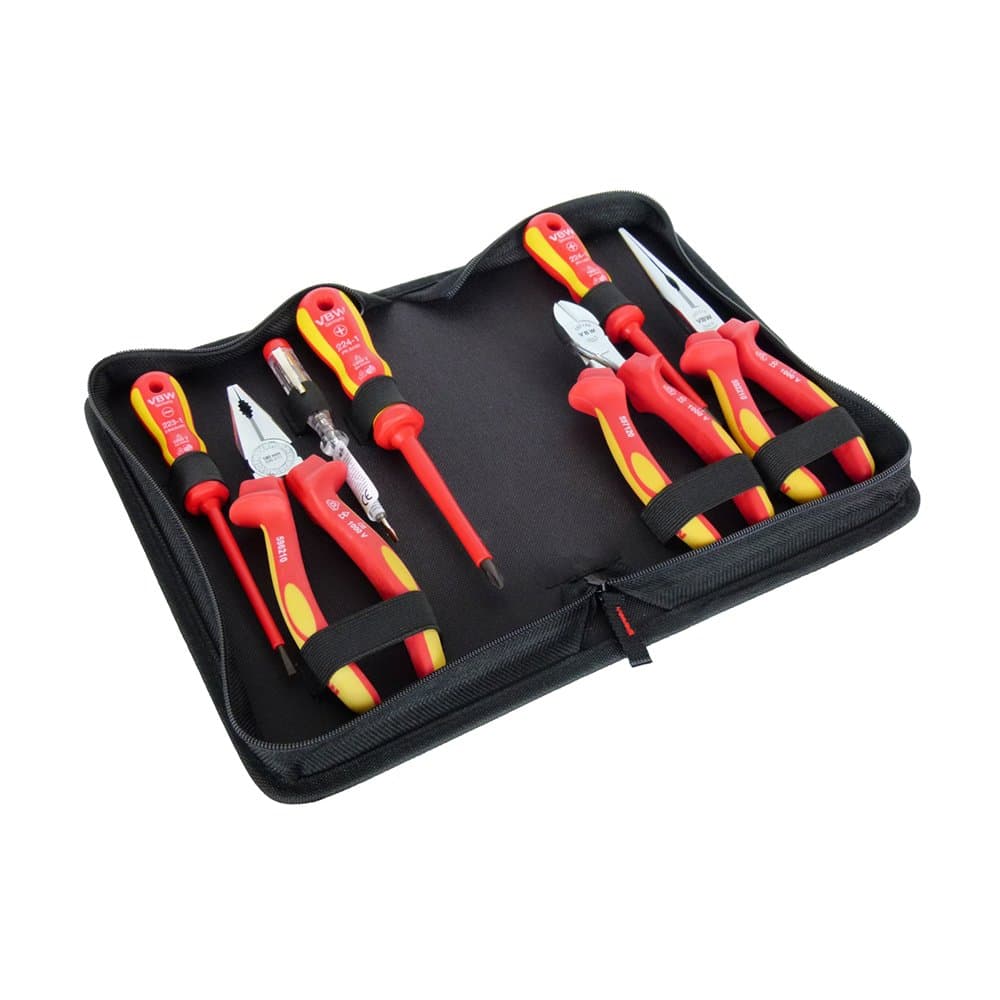 VBW 860010 "VDE Plus" Plier Set Chromed with Comfortable Multi Component Handles, Red/Black/Yellow