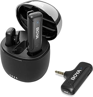 BOYABY-WM3T Dual Wireless Lavalier Microphone for Camera, 2.4G Mini Lapel Clip-on Mic, Noise Reduction 10 Working Time for Podcast Live Stream Interview YouTube TikTok Recording
