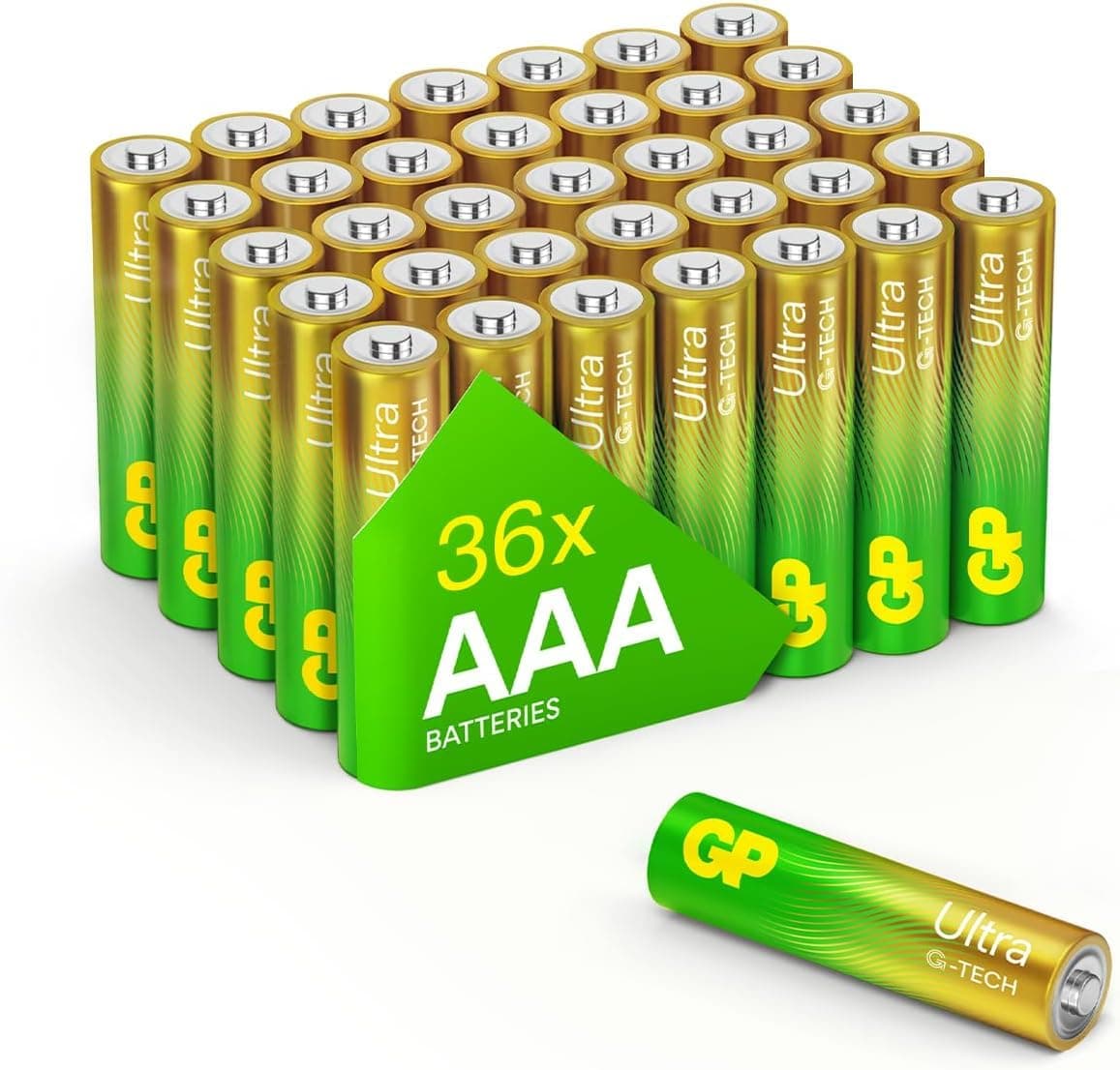 Ultra Alkaline Triple A Batteries, Long Lasting Power - Ideal for Camera, Alarm & Industrial Use - 10-Year Shelf Life - 36 Pack by GP AAA Batteries