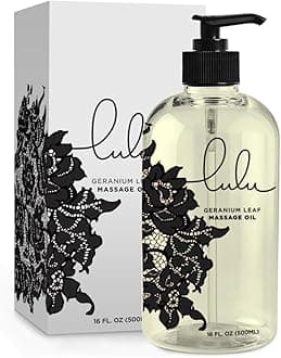Lulu Geranium Massage Oil with Sweet Almond & Jojoba Oils Lightweight Non-Greasy Body Oil for Smooth Skin & Relaxation joint and muscle Aromatherapy for Couples Massage & Massage Therapy 16 fl oz Pump