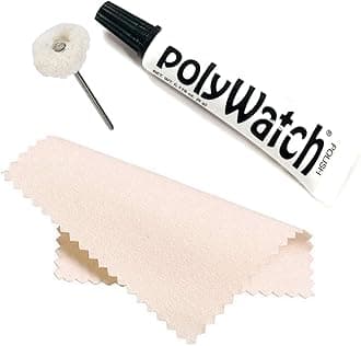 Polywatch Plastic Watch Cleaning Kit – 5ml Watch Polish Scratch Remover for Plastic, Acrylic & Hesalite Crystals – Includes Buffing String & Polishing Cloth – Restores Clarity