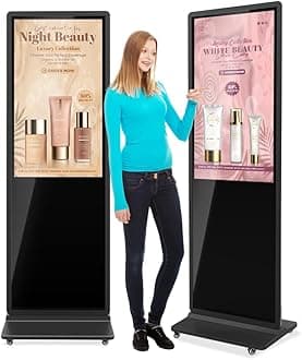 QIXZOCV MWE 43 Inch 4K Touchscreen Kiosk, Indoor Floor Standing Digital Signage Displays, Advertising Display LCD Totem, Interactive Display Poster Android System with Auto Media Player