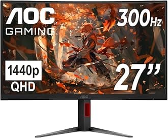 AOC CQ27G4H 27" Curved Gaming Monitor, QHD 2K 2560x1440, 1500R VA, 180Hz 0.5ms, AMD FreeSync Premium, Height Adjustable Stand, Xbox PS5 Switch Compatiable, 3-Year Zero-Bright-dot