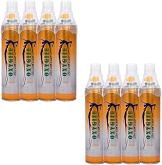 Portable 8x 10l Oxygen Can Citrus Flavor, Fresh Breathing, Medical Oxygen Cylinder With Mask Use For Health Care Supplement, Outdoor Sports, Trekking And Hiking Canister, Home First Aid Kit