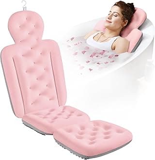 Full Body Bath Pillow for Bathtub, Thick Bathtub Cushion, Luxury Tub Pillow for Bath for Headrest Neck and Back Support Pink 51" x 16"