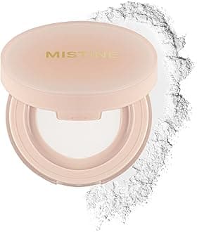 MISTINE Translucent Loose Setting Powder, Lightweight & Breathable Talc Free Translucent Powder, Brightens Skin,Blur Setting Powder, Semi-Matte Finish, Translucent White, 0.28 Oz