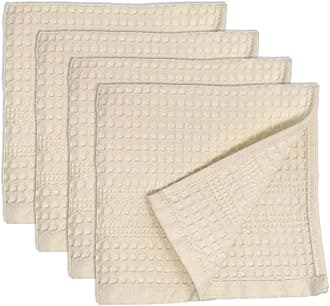 Waffle Towels Wash Cloths for Showering, Exfoliating Washcloth Face Towels, Quick Dry Towel Cotton Washcloths Set of 4, Classic Style (Cream)