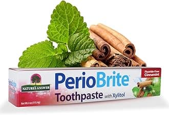 Nature's Answer PerioBrite Toothpaste, Cinnamint, 4-Ounces Natural Fluoride Free with CO Q10 | for Sensitive Teeth | Naturally Whitens Teeth | Freshens Breath | Minimizes Dry Mouth