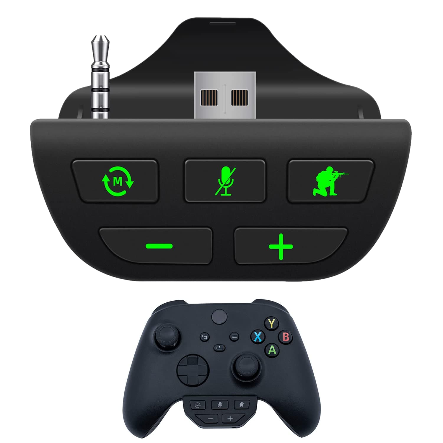 Excefore Headset Adapter for Xbox Series X/S, Stereo Headset Audio Adapter with Volume Adjustment and Scout Mode for Xbox One S/X with 3.5mm Jack Controllers (Black)
