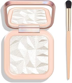 KYDA Face Highlighter Palette, High Glossy Pearl White Face Illuminator Palette, Natural Shimmer Smooth Baked Highlighter Makeup, Lasting Sparkling Baked Pressed Powder- PEARL