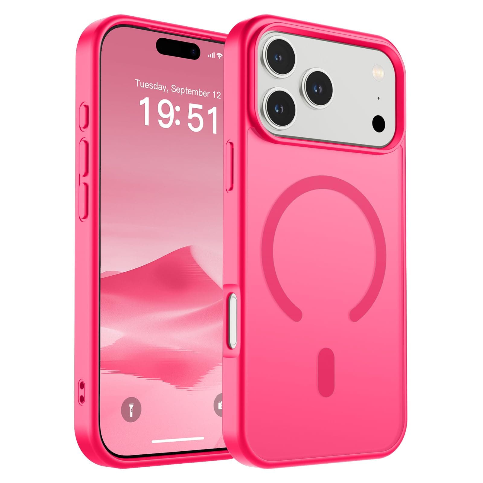 SUPFINE Magnetic for iPhone 17 Pro Max Case (Compatible with MagSafe)(Military Grade Drop Protection) Translucent Matte Shockproof with Anti-Fingerprint Phone Cover 2025,Hot Pink