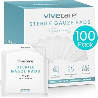 3x3 Sterile Gauze Pads (100pc) - Individually Wrapped 2-Pack Wound Dressing for Cleaning & Cushioning - Non-Adhesive Highly Absorbent Bandages - Soft Sponge Pads, First Aid Kit, Wound
